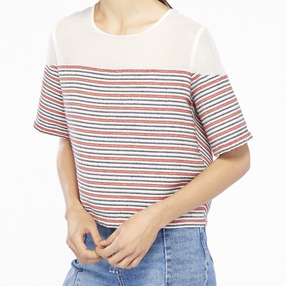 Sandro Paris Striped Cropped Top